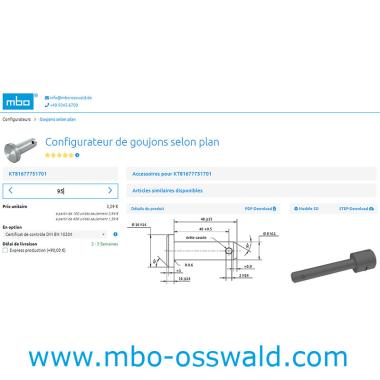 Configurateur de goujons selon plan