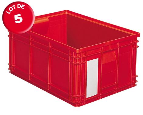 Lot de 5 caisses plastiques CP 85 litres rouges