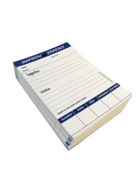 Lot de 100 fiches PROPOSITION D'AMELIORATION bleues (Anglais)