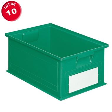 Lot de 10 caisses plastiques CP 27 litres vertes