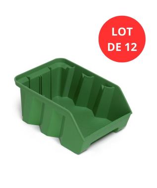 Lot de 12 Bacs DUETTO 28 litres plastique vert