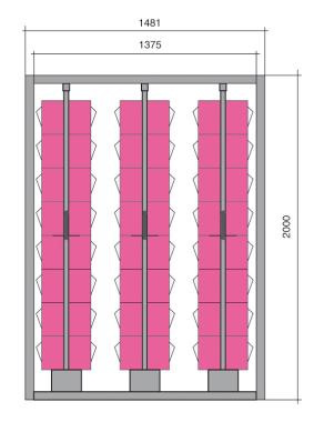 Couliplus de 48 blocs tiroirs Praticbox H.2000 mm