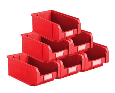 Lot de 21 bacs ? bec plastique 9.4L rouge