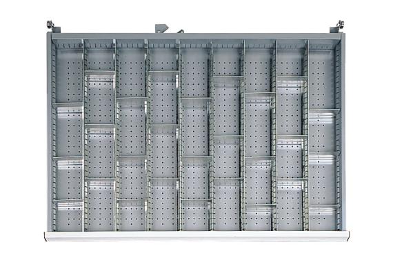 Agencement pour tiroir H.75 mm d&#039;armoire m?tallique L en casiers amovibles L.90 mm