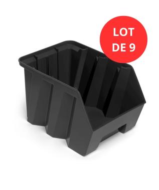 Lot de 9 Bacs DUETTO 42 litres plastique gris anthracite