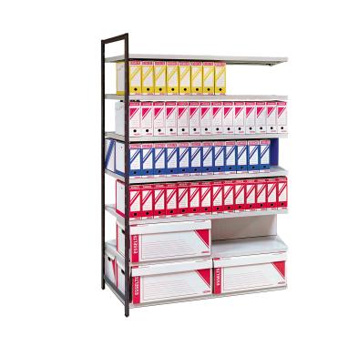 Kit suivant rayonnage pour archives peint Universel H.2000 avec tablettes L.1170 x P.700 mm