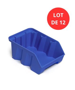 Lot de 12 Bacs DUETTO 28 litres plastique bleu