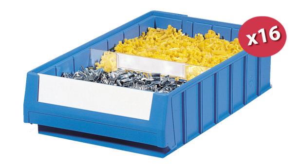 Carton de 16 bacs tiroirs plastique Multibox bleu L.240 x P.400 mm