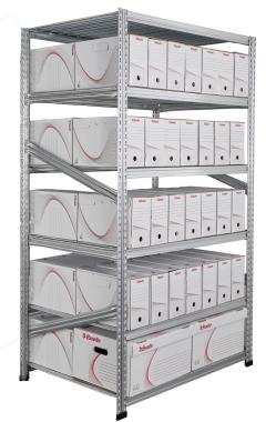 Rayonnage d&#039;archive double face 6 niveaux boites L.1200 x P.700 mm