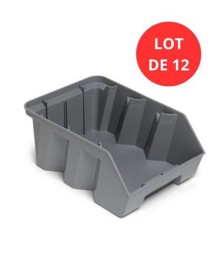 Lot de 12 Bacs DUETTO 12,5 litres plastique gris