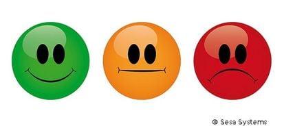 Lot de 9 smileys magnétique vert/orange/rouge Ø 50 mm