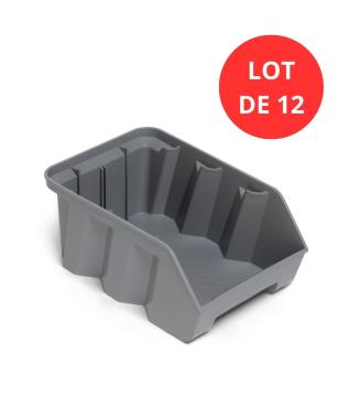 Lot de 12 Bacs DUETTO 28 litres plastique gris