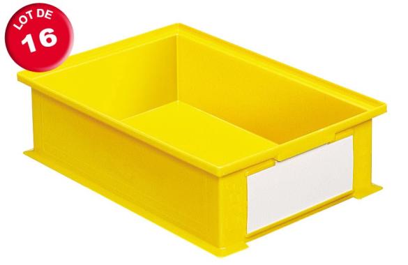 Lot de 16 caisses plastiques CP 16.2 litres jaunes