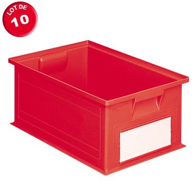 Lot de 10 caisses plastiques CP 27 litres rouges