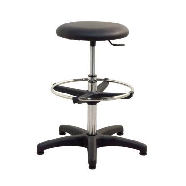 Tabouret atelier haut en vinyle sur patins avec repose-pieds