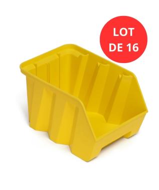 Lot de 16 Bacs DUETTO 9,4 litres plastique jaune