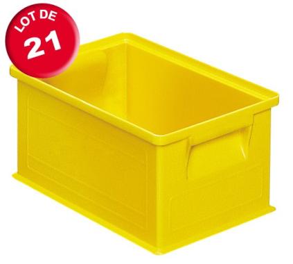 Lot de 21 caisses plastiques CP 8.7 litres jaunes