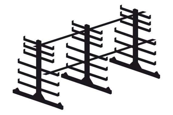 Rayonnage cantilever l?ger - Kit porte barres horizontal double face L.2900 mm