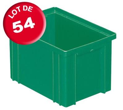 Lot de 54 caisses plastiques CP 3.6 litres vertes