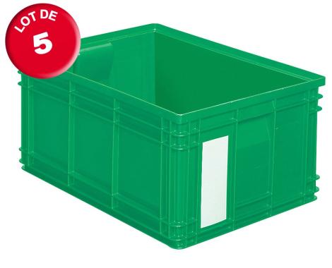 Lot de 5 caisses plastiques CP 85 litres vertes