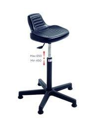 TABOURET D'ATELIER B H 450 - 650 mm assise en polyurethane noir sur patins