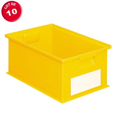 Lot de 10 caisses plastiques CP 27 litres jaunes