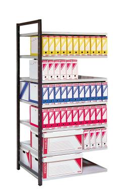 Kit suivant rayonnage pour archives peint Universel H.2000 avec tablettes L.970 x P.700 mm