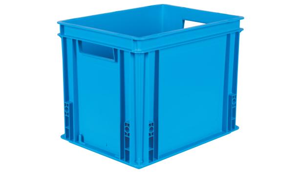 Caisse plastique Ath?na Bleu Turquoise 30 litres poign?es ouvertes