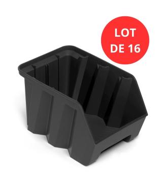 Lot de 16 Bacs DUETTO 9,4 litres plastique gris anthracite