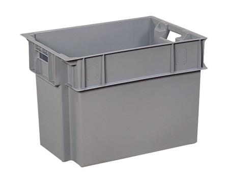 Caisse plastique Minerva grise 70 litres H.400