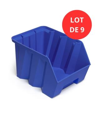 Lot de 9 Bacs DUETTO 42 litres plastique bleu