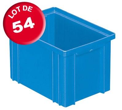 Lot de 54 caisses plastiques CP 3.6 litres bleues