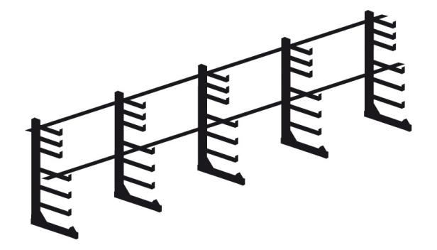 Rayonnage cantilever l?ger simple face L.5700 mm