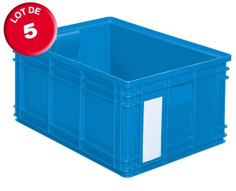 Lot de 5 caisses plastiques CP 85 litres bleues