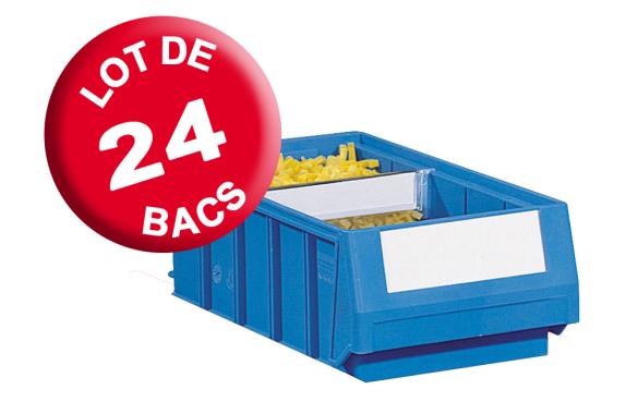 Carton de 24 bacs tiroirs plastique Multibox bleu L.160 x P.300 mm