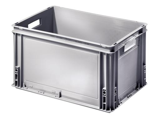 Caisse plastique Ath?na 600x400 grise 60 litres avec poign?es