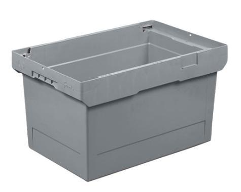 Caisse plastique Delta grise 58 litres empilable H.325