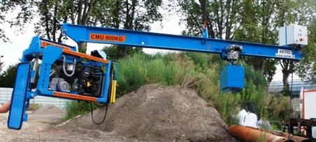 Pour le béton et la pierre - Palonnier basculant autonome pour pose de dalles de façade en grès des Vosges