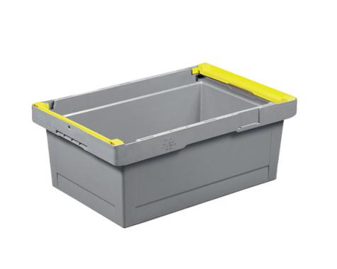 Caisse plastique Delta grise 38 litres avec supports