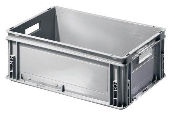 Caisse plastique Ath?na 600x400 grise 40 litres poign?es ouvertes