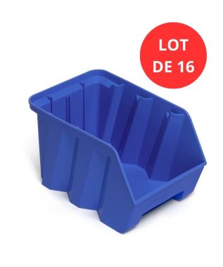 Lot de 16 Bacs DUETTO 9,4 litres plastique bleu