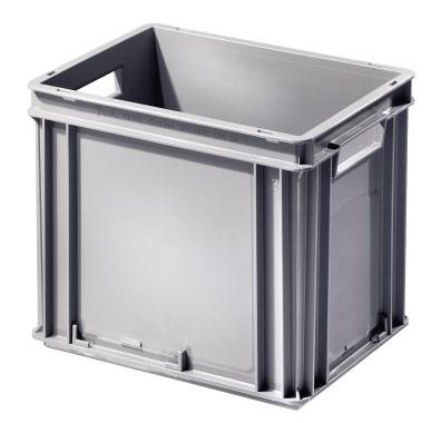 Caisse plastique Ath?na Ecogreen 400x300 grise 30 litres poign?es ouvertes