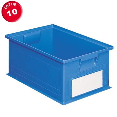 Lot de 10 caisses plastiques CP 27 litres bleues