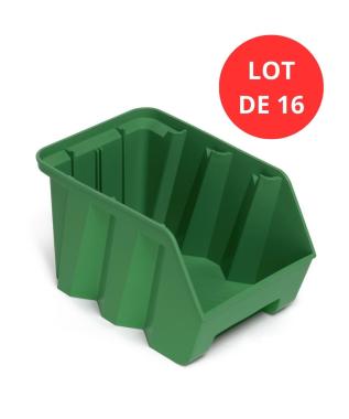 Lot de 16 bacs DUETTO 9,4 litres plastique vert