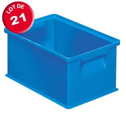 Lot de 21 caisses plastiques CP 8.7 litres bleues