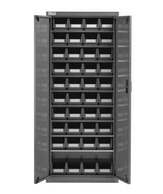 Armoire porte-bacs moyenne avec portes avec 40 bacs gris 3.8 litres