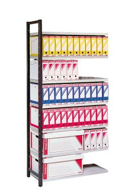 Kit suivant rayonnage pour archives peint Universel H.2000 avec tablettes L.970 x P.350 mm