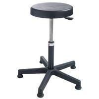 TABOURET D'ATELIER A H 450 - 650 mm haut assise en polyurethane noir sur patins