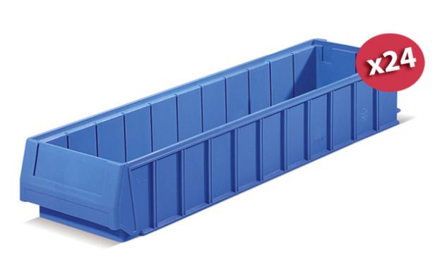 Carton de 24 bacs tiroirs plastique Multibox bleu L.160 x P.600 mm