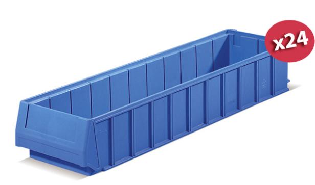 Carton de 24 bacs tiroirs plastique Multibox bleu L.160 x P.500 mm